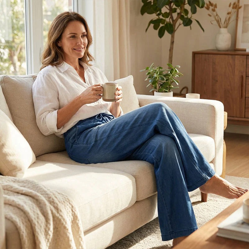 ROMINA / VAQUEROS ANCHOS CINTURA ELÁSTICA