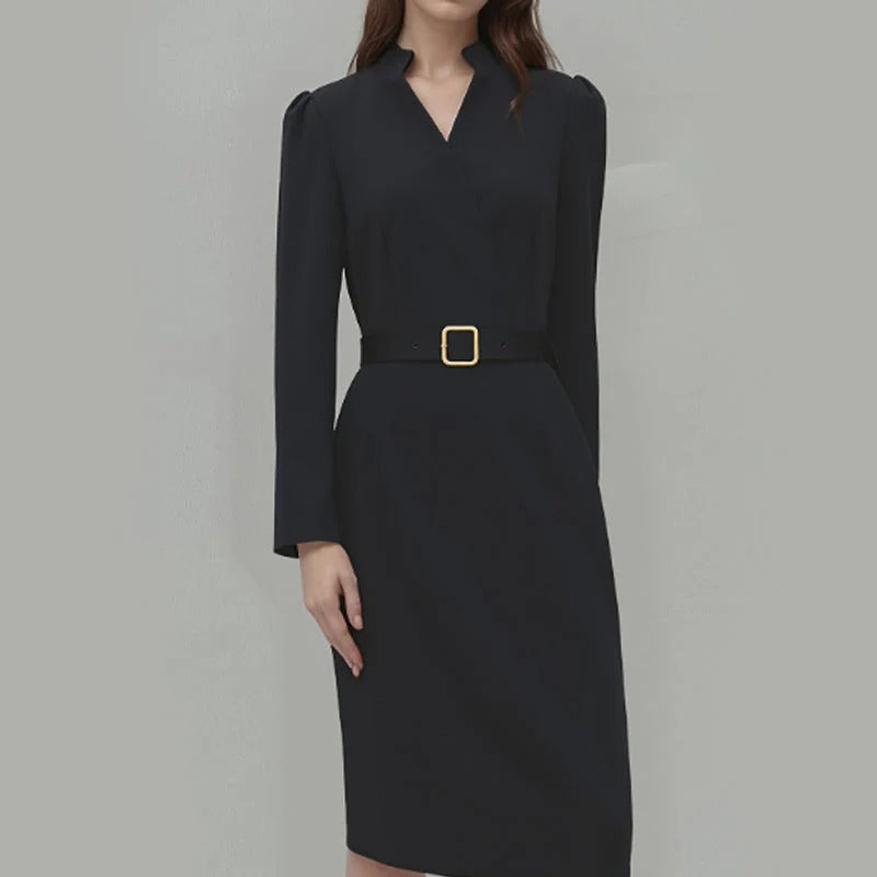 MARINEL / VESTIDO CUELLO EN V ELEGANTE