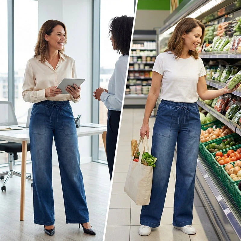 ROMINA / VAQUEROS ANCHOS CINTURA ELÁSTICA