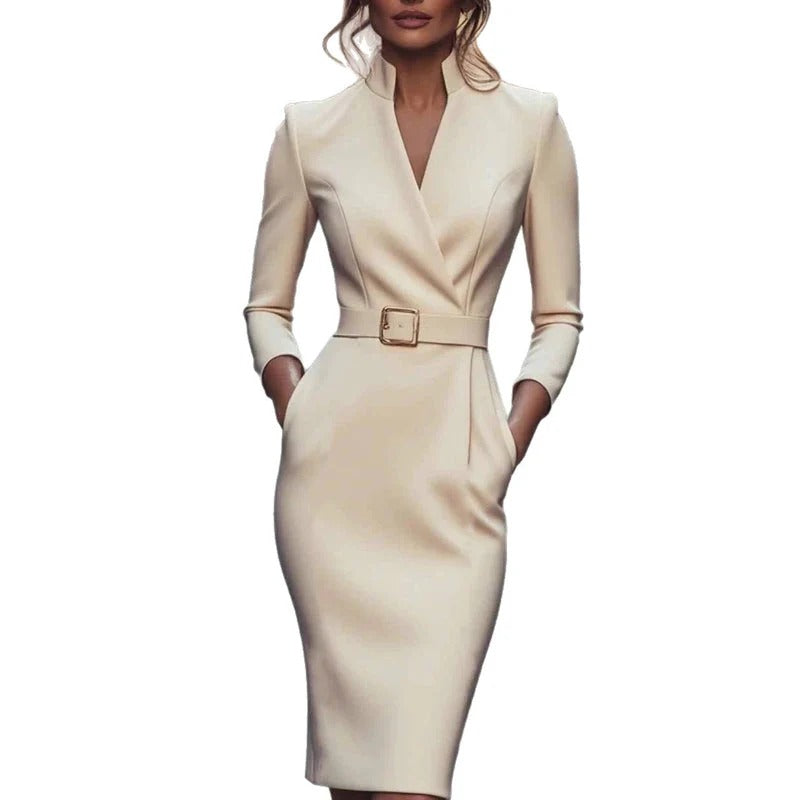 MARINEL / VESTIDO CUELLO EN V ELEGANTE